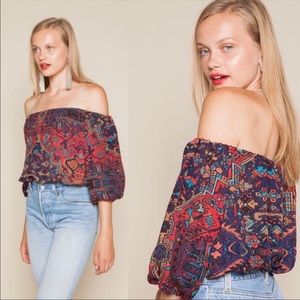 RARE STONE COLD FOX SILK OFF SHOULDER RUMI TOP